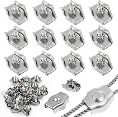 Immagine prodotto di Morsetti in acciaio inossidabile per cavi e tendicorda - Confezione da 12 - 3 mm - Resistenti alle intemperie