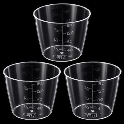 Immagine prodotto di Set di 3 misurini da 160 ml, in plastica trasparente, con scala graduata