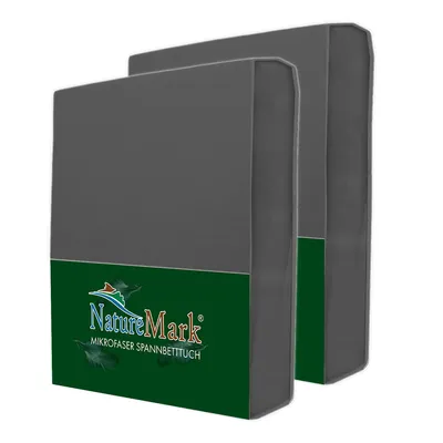 Produktbild von NatureMark 2er Pack MICROFASER Spannbettlaken | 90 x 200 cm - 100 x 200 cm - anthrazit grau