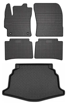 Zdjęcie produktu dla Dywaniki gumowe + mata bagażnika do Toyota Corolla XII E21 2018- (hatchback) – czarne, dopasowane – Wielganizator SolidPRO