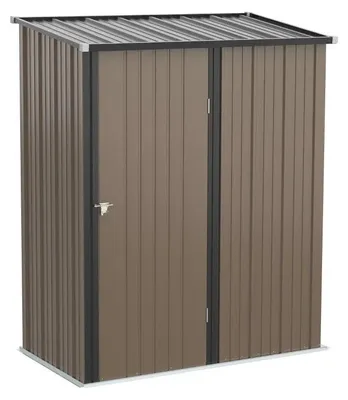 Immagine prodotto di Capanno da giardino in metallo - Capanno da giardino | Colore: Marrone e grigio | Dimensioni: 161,5 x 94,5 x 196 cm