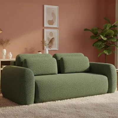 Immagine prodotto di Sessame - Divano Letto 3 Posti, 266x121 cm Verde, Contenitore