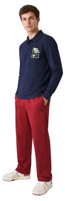 Image de Polo pour hommes Lacoste, en coton piqué, manches longues, bleu marine, taille XS