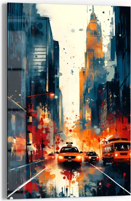 Produktbild von DEQORI Glasbild Echtglas 40x60 cm 'Metropolenrausch' Wandbild Bild modern Deko