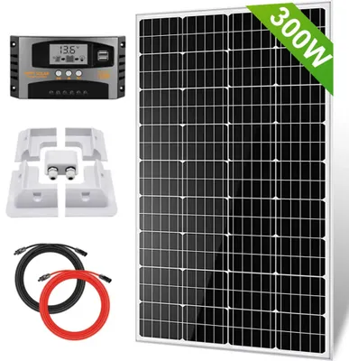 Produktbild von 300W Solarpanel Set für Wohnmobil – 12V Monokristallin Solarmodul mit Montagehalterung, PV Modul für Camping & RV