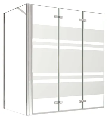 Produktbild von Duschspa 130x140cm Streifenglas Badewanneaufsatz 3-teilig Faltwand 6mm ESG Nanoglas Duschwand mit 75cm Seitewand