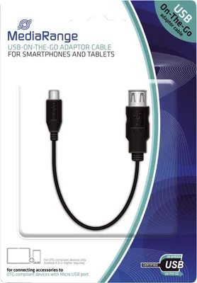 Produktbild von MediaRange USB 2.0 On-The-Go Adapterkabel 20cm schwarz