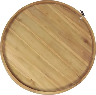Image de Axi Dewi Plateau Rond En Bois De Teck Ø 80 Cm | Assiette De Service Avec Poignées Ouvertes Et Rebord Relevé | Idéal Pour Les Boissons, Les Verres Et