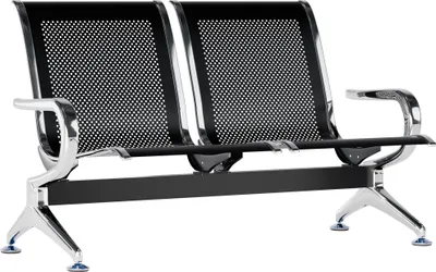 Produktbild von CLP Wartebank Airport stabil aus Metall mit Rückenlehne schwarz Größe 2-Sitzer