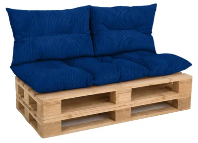Produktbild von Amilian Palettenkissen Set 3-tlg. 120x60 cm + 2x 40x60 cm Cord-Optik - Mitternachtsblau