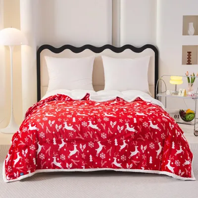 Produktbild von Kuscheldecke 160x200 cm Kitze Sherpa Winterdecke Flauschig Dicke und Warm