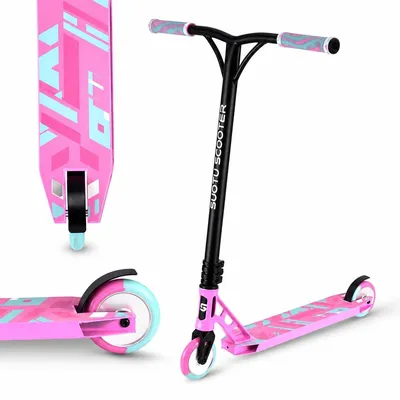 Zdjęcie produktu dla SUOTU Hulajnoga wyczynowa Stunt Scooter Ultra Pro niebiesko-różowa, hulajnoga wyczynowa dla dzieci w wieku od 6 lat i dorosłych, hulajnoga freestyle'o