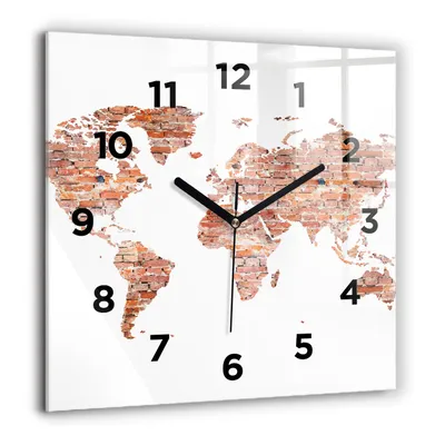 Produktbild von Wallfluent Große Wanduhr – Stilles Quarzuhrwerk - Uhr Dekoration Wohnzimmer Schlafzimmer Küche - Zifferblatt - schwarze Zeiger - 60 cm - Alte Ziegelsteinkarte