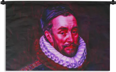 Produktbild von MuchoWow® Wandteppich Wandbehang Wilhelm von Oranien - Adriaen Thomasz - Rot 120x80 cm Tapisserie Dekoration Wandtuch - Wanddekorationen - Wandtücher