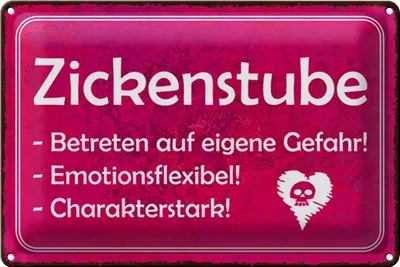 Produktbild von Blechschild Zickenstube 30x20cm Betreten eigene Gefahr