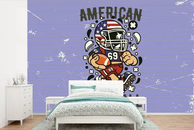 Produktbild von MuchoWow® Fototapete für Wohnzimmer oder Schlafzimmer Wandtapete Vinyl Motivtapete Fußball - Amerika - Jahrgang - 525x350 cm - Das Hintergrundbild