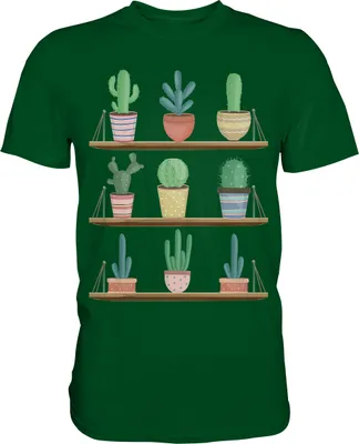 Produktbild von Kaktus Pflanzen Sukkulenten T-Shirt – Bottle Green / S
