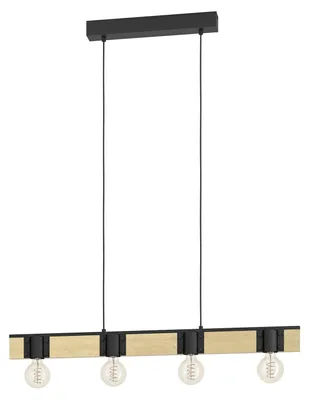 Immagine prodotto di Lampadario A Sospensione Vintage Bailrigg Acciaio Nero 4 Luci E27