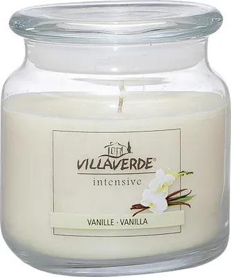 Produktbild von Villa Verde Duftkerze im Glas m. Deckel Vanille, Höhe: 10 cm, Ø 10 cm