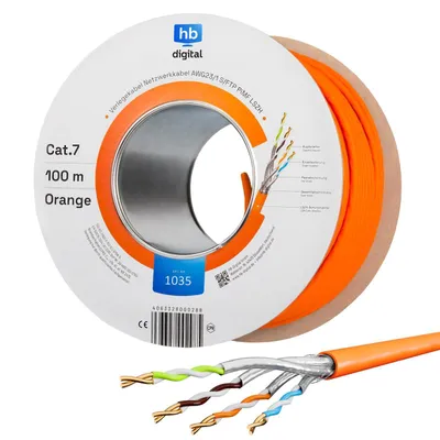 Produktbild von 100m Verlegekabel Netzwerkkabel CAT.7 AWG23 "ORANGE"