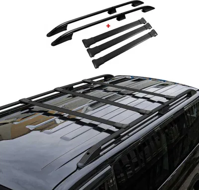 Produktbild von Dachreling + Dachträger für VW T6 T6.1 Transporter L2 Langer Alu Schwarz 5x