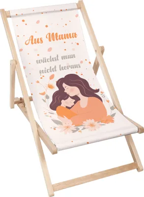 Image de Dreamroots Chaise longue pliante en bois, jusqu'à 130 kg, Chaise longue pliante avec réglage de l'inclinaison du dossier en 3 positions, Maman ne grandit pas