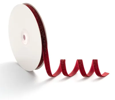 Image de Ruban décoratif en satin, idéal pour les travaux manuels et les décorations, couleur rouge