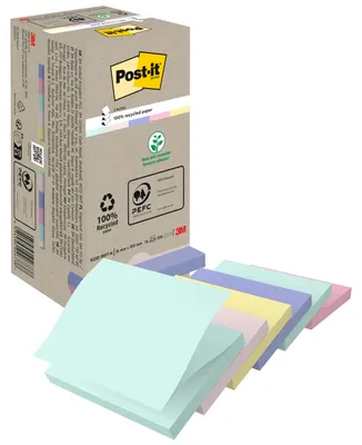 Produktbild von Post-it® Recycling Z-Notes Bunte 76x76mm Haftzettel 16 Blöcke 100 Blatt