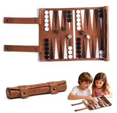 Image de Omgoods - Jeu de backgammon de luxe en cuir 100%