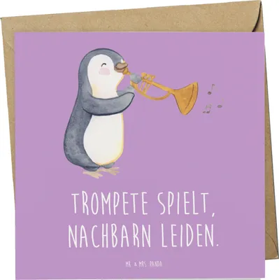 Produktbild von Mr. & Mrs. Panda Grußkarte Trompete Freude - Lavendeltraum - Geschenk, Musiker, Glückwunschkarte, Musikerleben, anlasskarte, Blasinstrumente, doppelkarte, Lernen, Musik