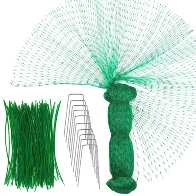 Produktbild von Vogelschutznetz 6 m x 4 m Grün mit 100 Drahtbindern und 10 Heringen