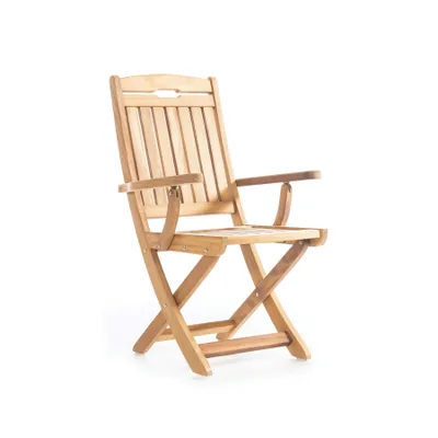 Produktbild von Klappstuhl Iroko-holz mit Armlehne klappbarer Gartenstuhl Klappbar Balkonstuhle Holzstuhle für Balkon Garten Terrasse Maya