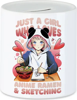 Produktbild von Just A Girl Who Loves Sketching And Anime Ramen Spardose Otaku Baka Manga Comic Geschenkidee Fans