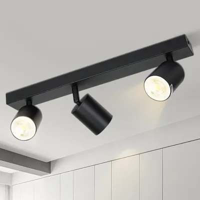 Zdjęcie produktu dla ZMH Lampa sufitowa LED ZMH czarny reflektor lampa sufitowa GU10 reflektor sufitowy 3 płomienie 330° obrotowy reflektor nowoczesna do przedpokoju bez