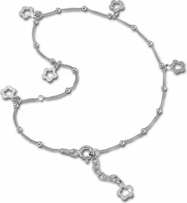 Productafbeelding van SilberDream damesvoetketting, 27 cm, 925 zilver, hypoallergeen, bloemmotief, model SDF2194J