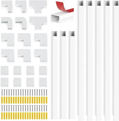 Produktbild von Kabelschutz Selbstklebend 04 m Pack 10 - Verstecken Kabels - Mini Kabelhülle - Weiß - Büro