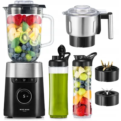 Standmixer 2700 W Turbo Glasbehälter 2,2 l, Mühle, 2 Trinkflaschen 700 ml