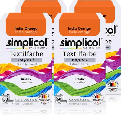 Produktbild von Simplicol Textilfarbe expert India-Orange 150g - Farbe zum Färben (4er Pack)