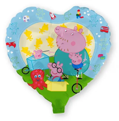 Produktbild von Peppa Pig Folienballon Herz Blau Ø 45 cm Helium Ballon Kindergeburtstag Party