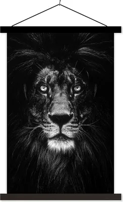 Produktbild von MuchoWow® Textilposter Tier - Porträt - Schwarz - Weiß 40x60 cm mit schwarzem Rahmen - Wanddekorationen