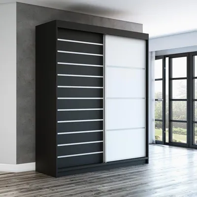 Produktbild von Schwebetürenschrank, 2-türig Schrank! Moderne Garderobe für Kleidung. Verschiedene Farben (Weiß, Schwarz, Somona) Kleiderschrank COLIN 180 cm