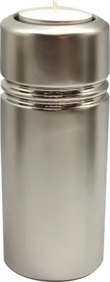 Produktbild von Moderner Teelichthalter Teelichtleuchte Windlicht aus Keramik silber Höhe 22 cm Breite 9 cm