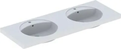 Produktbild von Keramag Doppelwaschbecken Preciosa 133200, 130x55cm weiß(alpin) mit Hahnloch, mit Überlauf 1332000