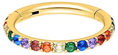 Produktbild von Wildcat Piercingringe - Pave Set Crystals Conch Ring aus Chirurgenstahl 316L, Körperstelle: Ohr, Nase, Lippe, Bauchnabel, Stärke: 1,2mm| Durchmesser: 11,0mm, Gold-Regenbogen