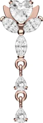 Produktbild von Bauchnabelpiercing Titan Bananabell mit 925er Silber-Design LOTUSBLÜTE + KRISTALLE