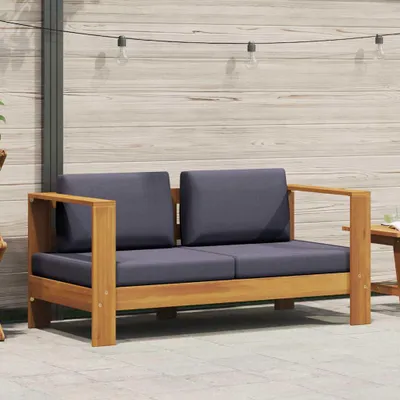 Produktbild von vidaXL Gartenbank mit Auflagen 140 cm Massivholz Akazie Grau