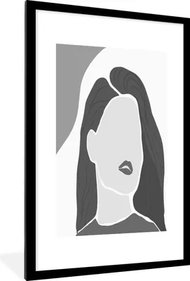 Produktbild von MuchoWow® Gerahmtes Poster Porträt - Frau - Schwarz - Weiß 60x90 cm - Poster mit Schwarzem Bilderrahmen Wandposter Rahmen Foto Bilder - Dekoration - Wandposter Wohnzimmer - Hochwertig