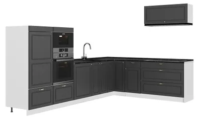 Produktbild von Eckküche Vicco Fame-Line Anthrazit-Gold Landhaus/Weiß 327 x 227 cm, AP Anthrazit, Model 64412