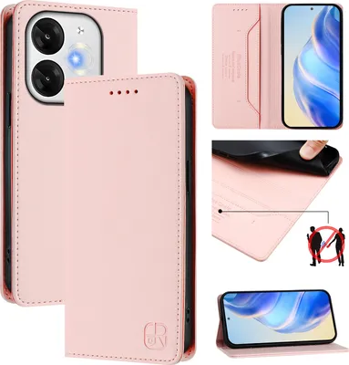 Produktbild von Lederhülle für itel A80 Hülle Flip Brieftasche Kartenfächern Ständer Schutzhülle Pink