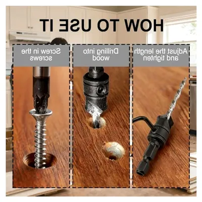 Produktbild von 5-teiliges HSS Senkerbohrer-Set für die Holzbearbeitung, 1/4" Sechskantgriff Spiralbohrer mit Aufstecksenkern Durchmesser 4, 6, 8, 10 und 12 mm